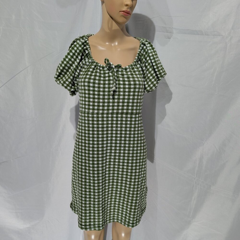 Madewell Women's XS Jacquard Puff-Sleeve Mini Dress in Gingham Check